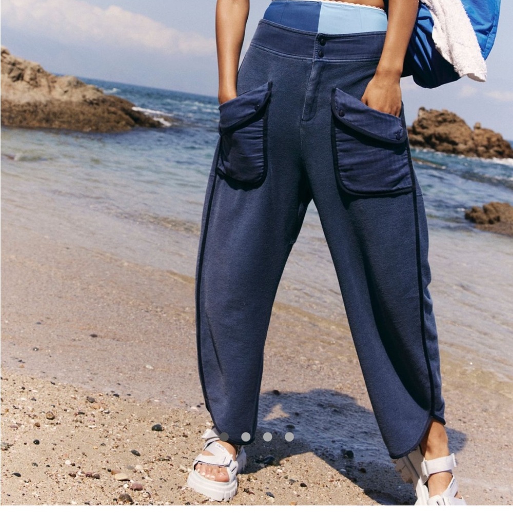 Free People Timko Pants, Navy Blue, Extra Small
